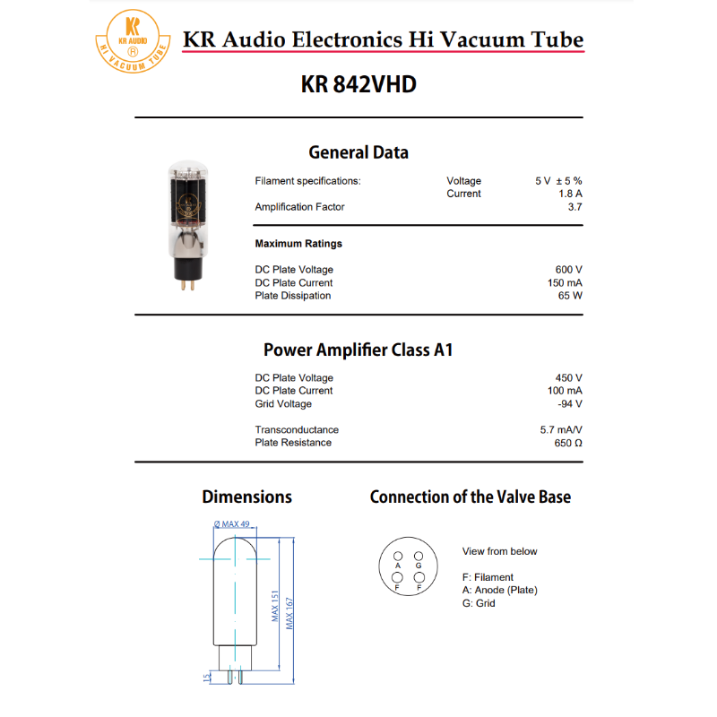 KR Audio Valvole di Ricambio Originali
