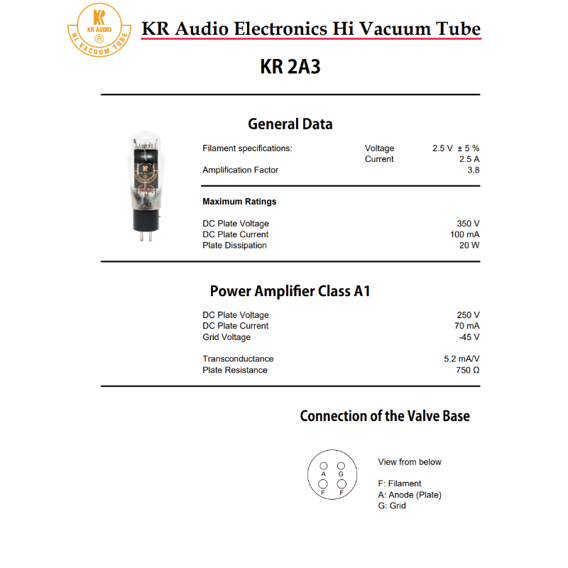 KR Audio Valvole di Ricambio Originali