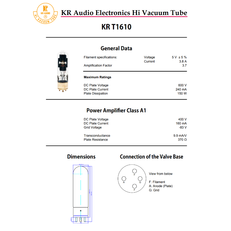 KR Audio Valvole di Ricambio Originali