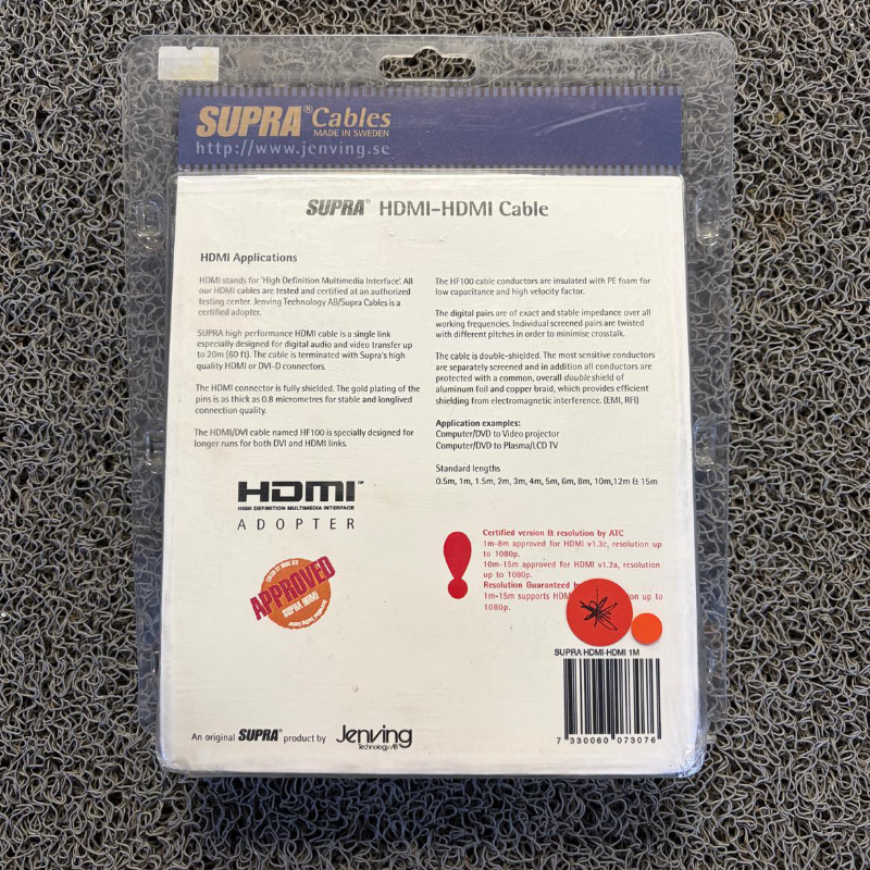 SUPRA Cables Hdmi Deep Color 1m (Outlet)