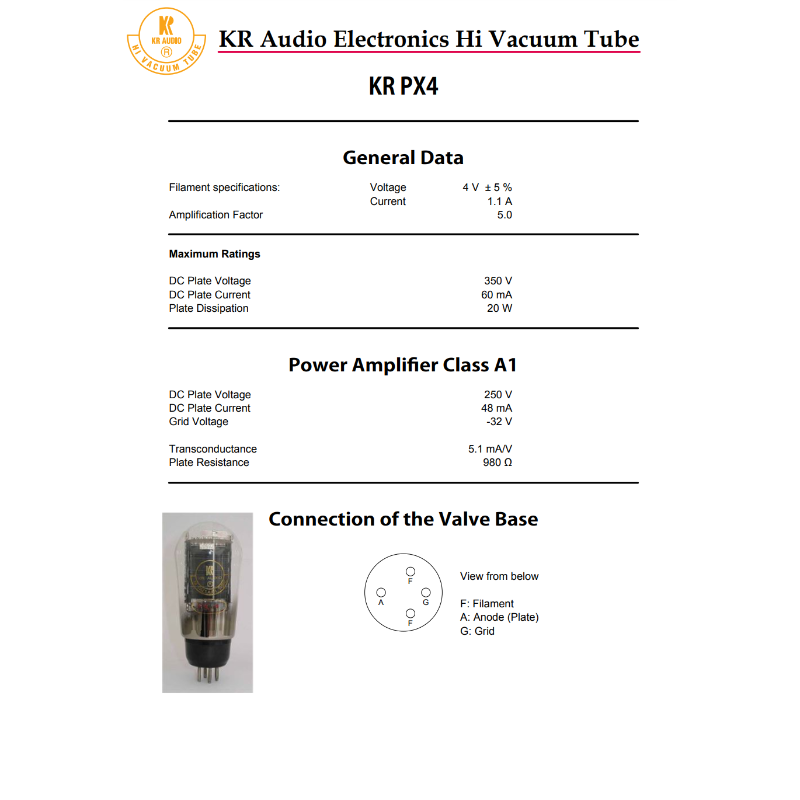 KR Audio Valvole di Ricambio Originali